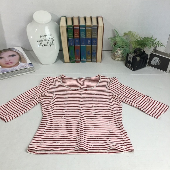 Nara Maglie Women’s striped, embroidered eyelet blouse/ top. - Picture 2 of 10